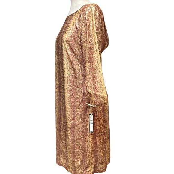 Tahari Sequin Snake Print Sheath Dress With Drape Back - Picture 6 of 12